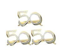Toyvian 3pcs Birthday Party Glasses Golden Number Shaped Eyewear for Women Anniversary Celebration Photo Props Reusable Eye-catching Decorative Fun Accessories