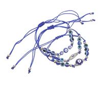Toyvian 3pcs Blue Evil Eye Bracelet for Women with Beaded Alloy and Wax String, Unique Design Protection Bracelet for Festival and Daily Wear, Adds a Touch of Mystery and Showcases