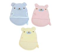 Toyvian 3pcs Body Scrubbing Gloves Toddler Bath Accessories Bathing Foaming Tools Cotton Crystal Velour Material Yellow Pink Blue Exfoliate Skin Removes Oil Soft Bath Shower Gloves