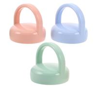 Toyvian 3Pcs Bottle Screw-On Caps with Handle Food-Grade Plastic Leakproof Bottle Lids for Travel and Storage in Blue Pink and Green