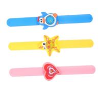 Toyvian 3pcs Cartoon Silicone Wrist Watches Comfortable Band Teaching Gift for Boys and Birthday Christmas S Day