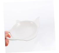 Toyvian 3Pcs Ceramic Teapot-shaped Tea Bag Holder with Spoon Rest and Coaster Multipurpose Teabag Organizer for Kitchen Office Tearoom and Stylish White Dipping Bowls