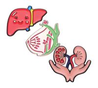 Toyvian 3pcs Creative Alloy Heart and Lung Brooch Pin for Jacket and Backpack, Funny Aesthetic Lapel Pin, Delicate and Eye-catching Personality Display Accessory