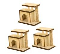 Toyvian 3pcs Decorative Mini House Cat Scratcher Adorable Miniature for Indoor Cats Material Compact Design for Landscaping and Scene Layouts