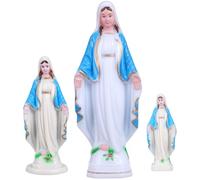 Toyvian 3pcs Desktop Mary Ornament Resin Statue with Vivid Appearance Delicate Fine Workmanship Blue Catholicism Madonna Statue Decorative and Representing Good Meaning for Home