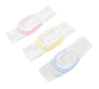 Toyvian 3pcs Diaper Fixing Tape Set 100% Cotton Adjustable Diaper Fasteners Strips with Elastic Safety Belt Blue Yellow Pink