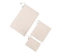 Toyvian 3pcs Drawstring Cotton Storage Bags Set, Small Medium Large Eco-Friendly Food Pouches for Flour Rice Bread, Reusable Cotton Fabric Shopping Bags for Kitchen and Grocery Use