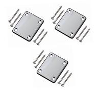 Toyvian 3pcs Electric Guitar Neck Plate Black Mounting Screws Reinforced Back Plate for Precision Replacement for Electric Guitar and Bass