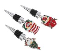 Toyvian 3pcs Festive Gnome Wine Bottle Stoppers with Decorative Holiday Sealers for Christmas Party Reusable Drink Bottle Stopper for Standard Wine Barware Accessory