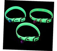 Toyvian 3pcs Fluorescent Pet Collar Glow Dark Puppy and Cat Night Accessories for Includes Fishbone Human Footprint and Dog Paw Designs Color Random