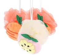 Toyvian 3pcs Fruit Shape Bath Scrubbers Shower Balls Body Exfoliating Loofahs Random Style for Daily Shower Cleaning