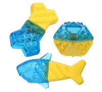 Toyvian 3Pcs Funny Fish Shape Dog Chew for Teething and Dental Health Interactive Durable Pet Chewing for Dogs and Cats Safe Non Toxic Materials Blue and Yellow