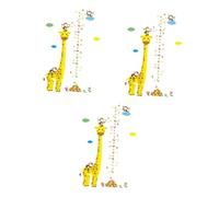 Toyvian 3pcs Giraffe Growth Chart Wall Stickers Giraffe Height Chart Adhesive Cartoon Wallpaper for Kindergarten Bedroom Living Home Decor