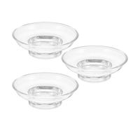 Toyvian 3pcs Glass Soap Holder Dish for Bathroom and Sink round Soap Dishes with Smoothly Polished Corners and Protects Sink from Splashes Modern Minimalist Design
