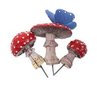 Toyvian 3pcs Glow in Dark Resin Mushroom and Butterfly Figurines Fade Resistant Miniature Garden Decor for Patio and Indoor Countryside Aesthetic with Easy Installation