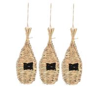 Toyvian 3Pcs Handmade Bird Nests Durable Reed Grass Decorative for Birds for Indoor Outdoor Scene Natural Visual Effect Easy Installation