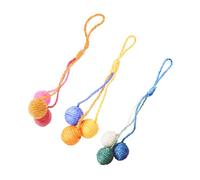 Toyvian 3PCS Hanging Sisal Cat Balls Interactive Scratchers for Indoor Cats Engaging Kitten Durable Sisal Construction Bright Colors for Fun Playtime