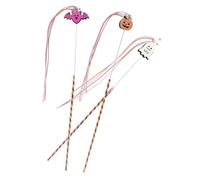 Toyvian 3Pcs Interactive Cat Teaser Kit Halloween Themed Cat Playthings for Indoor Kittens Featuring Pumpkin Ghost Lightweight Scratch Resistant Teasing Stick
