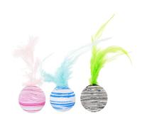 Toyvian 3Pcs Interactive Kitten Teasing Balls with Durable Pet for Cats Stimulates Hunting Instincts Relieves Boredom and Anxiety Suitable for Indoor Play and Exercise Random Color