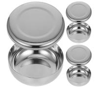 Toyvian 3Pcs Korean Style Stainless Steel Rice Bowls with Lids Metal Soup and Snack Bowls for Cooking Salad Cold Noodles Lightweight Portable Food Containers for Kitchen and Outdoor Use