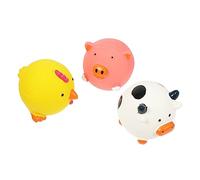 Toyvian 3Pcs Latex Puppy Dog Chewing Interactive Play for Dogs Durable and Safe Squeaky Animal Designs Pig Chick Milk Teeth Grinding Companion