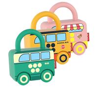 Toyvian 3Pcs Learning Locks Educational Playthings with Keys for Ages Cartoon Bus Lock and Key to Develop Hand-eye Coordination and Problem-solving Skills