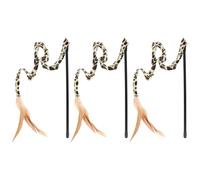 Toyvian 3pcs Leopard Print Plume Cat Teaser Wand Set, Lightweight Handheld Interactive Cat for Indoor Kitten Play and Exercise
