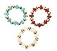 Toyvian 3pcs Lightweight Acrylic Beaded Bracelets for Women Adjustable Stackable Colorful Irregular Layered Jewelry for Everyday and Beach Wear