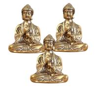 Toyvian 3pcs Mini Copper Buddha Sculptures Decorative Statues Retro Style and Lifelike Appearance, for Car or Tearoom Decoration, Brings Good Fortune and Spiritual Desktop Decor