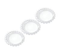 Toyvian 3pcs Mini Glass Plates with Pearl Edges Food Catering Dish for Fruit Storage Sushi Snacks and Appetizer Serving Lightweight and Portable Plates for Dining and Outdoor Use
