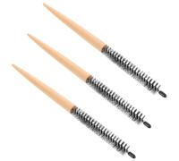 Toyvian 3pcs Mini Wooden round Hair Brush with Nylon Ultra Fine Bristles, Small Roller Curling Comb for Short Hair and Beard, Travel Portable Styling Tool for Volume and Smoothness