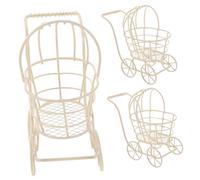 Toyvian 3pcs Miniature Metal Wire Dollhouse Stroller Chic Iron Art Pram for Play Organizer Safe Lightweight Accessories for Dollhouse Mini Furniture Decor