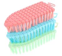 Toyvian 3Pcs Multifunctional Nail Duster Brush Set with Soft Bristles for Fingernail and Toe Cleaning, Curved Household Shoe Cleaner Brushes in Blue, Green, and Pink