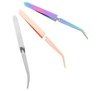 Toyvian 3Pcs Nail Tweezers Set Stainless Steel Nail Shaping Clips Precision Curved Pinchers for Manicure Art Decoration and Rhinestone Tool
