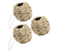 Toyvian 3pcs Parakeet Nesting Box Squirrel Bird Houses Hand Woven Grass Nest for Birds Window Perch