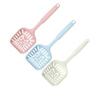 Toyvian 3PCS Pet Litter Scoop with Ergonomic Handle Fun Hollow Cat Face Design Rounded for Easy Cleanup Multiple for Efficient Litter Capture for Cats and Kittens Random Color