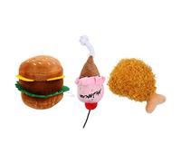 Toyvian 3Pcs Pet Sound Plush Food Simulation Design Interactive Squeaky Dog Cat Burger Drumstick Ice for Dogs Bright Colors Durable Stitching