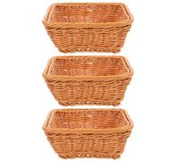 Toyvian 3pcs Plastic Egg Basket Set with Woven Look, Square Fruit Holders for Kitchen Storage, Sturdy and Not Easy to Break, for Home Or Office Desk Sundries Organisation