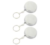 Toyvian 3pcs Portable Ash Holder Keyrings for Men Small Metal Pocket Smoking Ashtray with Multi-use Storage Compact Car Travel Outdoor Use Silver