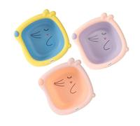Toyvian 3pcs Portable Cartoon Wash Basin Lightweight Thicken Plastic Face Wash Bowl for Newborns Travel-Friendly Bath Tub Pink Purple and Light Blue