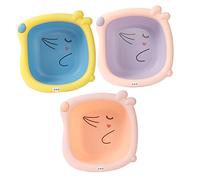 Toyvian 3pcs Portable Washbasin for Thicken Boy Girl Bath Tub Pink Purple and Light Blue Lightweight Smooth Surface for Newborn Bathing and Daily Use