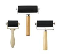 Toyvian 3pcs Printmaking Roller Brayer with Wood Handle for Ink Rubbing