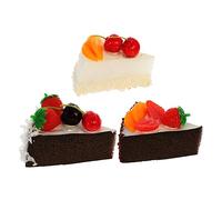 Toyvian 3Pcs PU Fake Cake Models Realistic Simulated Dessert Props for Photography Cake Decorations for Home Display Teaching and Giving Strawberry