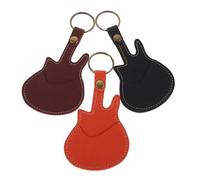 Toyvian 3Pcs PU Guitar Pick Holder Keychain Compact Plectrum Organizer for Guitarists with Quick Access Storage Bag Black Brown Orange