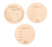 Toyvian 3pcs Public Sign Wooden Birth Announcement Sign for Hospital Newborn Milestone Chart for Nursery