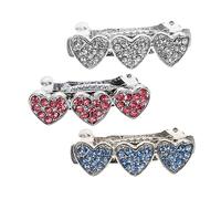 Toyvian 3pcs Puppy Hair Clips Rhinestone Heart Dog Barrettes Premium Alloy Pet Accessories for Stylish Hairstyles and Non-scratch Design for Daily Wear Parties