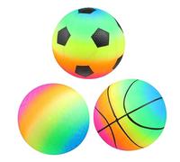 Toyvian 3Pcs Rainbow Inflatable Playground Balls for PVC Bouncing Balls for Outdoor Fun Catch Dodgeball Promotes Healthy Exercise Social Development