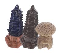 Toyvian 3pcs Retro Resin Miniature Pavilion Tower Models for Garden and Courtyard Decoration, Compact and Realistic Desktop Ornaments Preserving Vintage Style