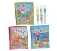 Toyvian 3pcs Reusable Water Graffiti Books with Pens Non-Toxic Paper Drawing Pads for Creative Learning and Painting Fun Includes Ocean Animal and Dinosaur Themes