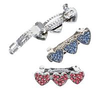 Toyvian 3Pcs Rhinestone Heart Shape Pet Hairpins Cute Decorative Accessories for Dogs and Cats Lightweight Grooming Hair Clips for Daily Wear and Pet Photography